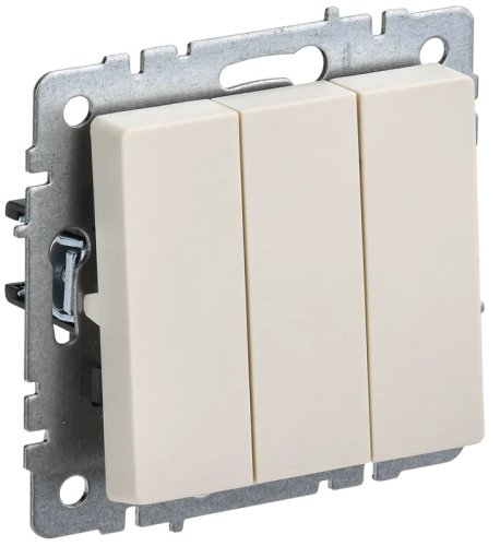 Выключатель без рамки IEK Brite ВС10-3-0-БрКр 3-кл. бежевый картинка
